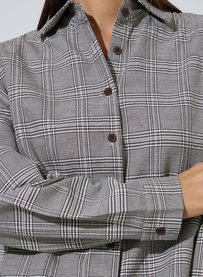 Styli Multi-Color Checked Button-Up Shirt and Wide leg Trousers Set - Image 4