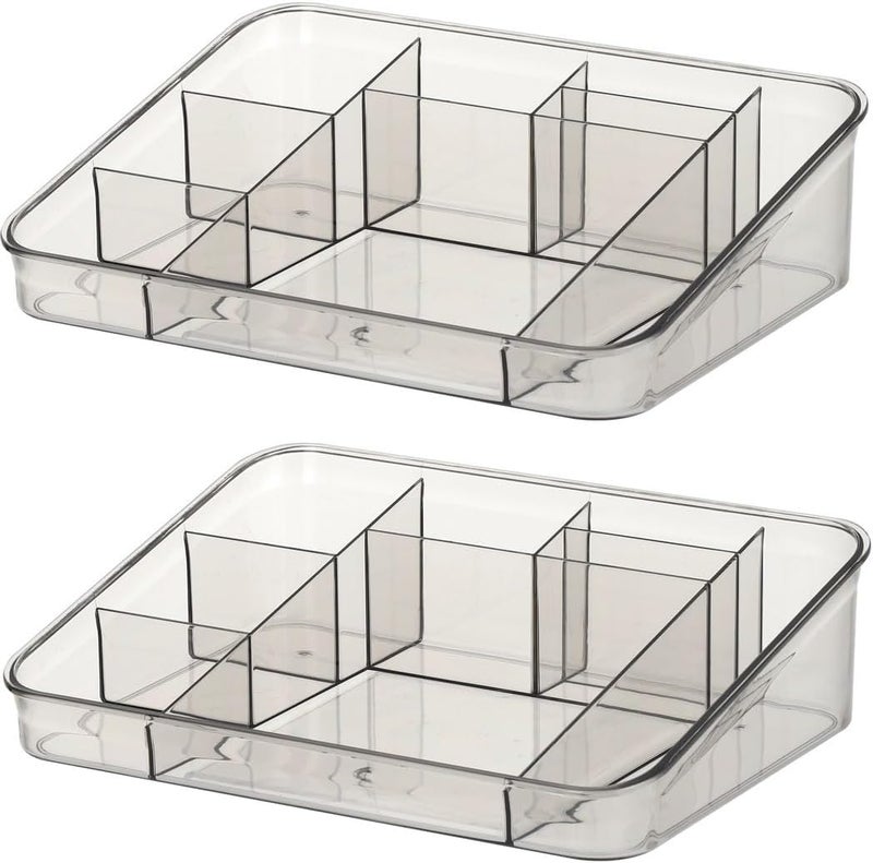 2-Piece Clear Acrylic Makeup Organizer Set with Multiple Compartments for Cosmetic and Stationery Storage, Ideal for Vanity and Desk Organization - Image 5