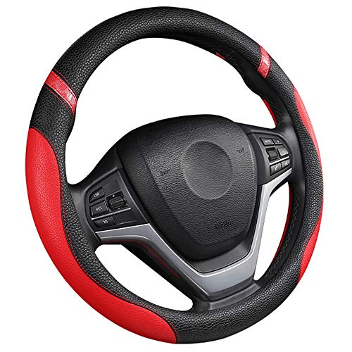 Cxtiy Steering Wheel Cover for Women Leather Universal Steering Wheel Cover for Car 15 inch (Red) - Image 2