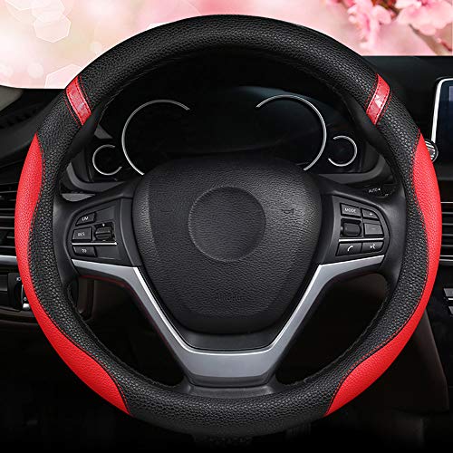 Cxtiy Steering Wheel Cover for Women Leather Universal Steering Wheel Cover for Car 15 inch (Red) - Image 3