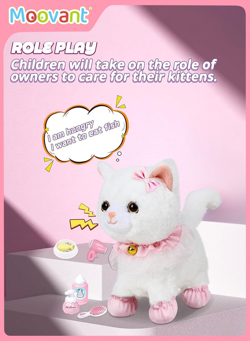 Moovant 12PCS Cat Toys for Kids, Interactive Electronic Pet Cat with Detachable Cleaning, Walking and Talking Removable Plush Electronic Cat Toy, Voice-Activated Induction Kitty Toy  - Image 3