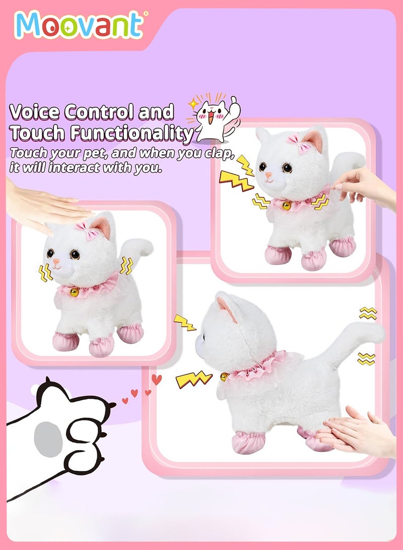Moovant 12PCS Cat Toys for Kids, Interactive Electronic Pet Cat with Detachable Cleaning, Walking and Talking Removable Plush Electronic Cat Toy, Voice-Activated Induction Kitty Toy  - Image 2