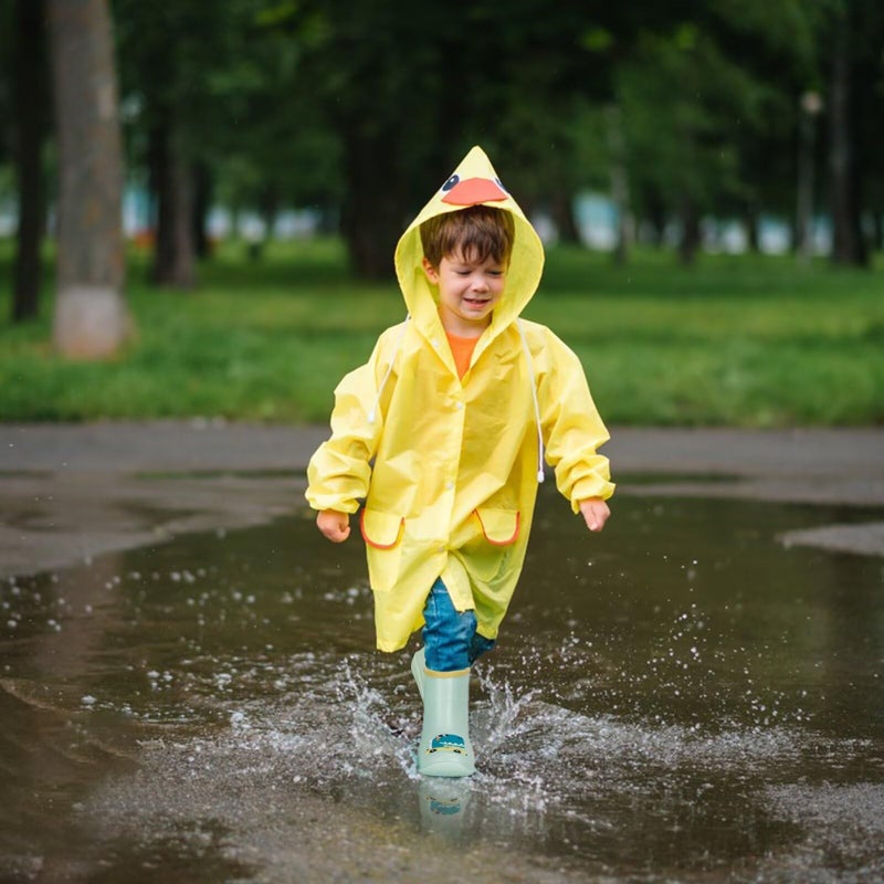 FUNCOO PLUS Toddler Kids Rain Boots Baby Rain Shoes Children Easy On Waterproof Boots for Boys and Girls, Green Dinosaur, Toddler Size 7 - Image 2
