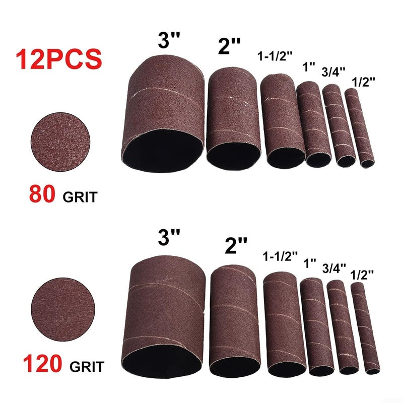12 Piece 4 5in Sanding Drum Sleeves Kit 80 120 Grit for Oscillating Sanders Metal Wood Polishing - Image 5