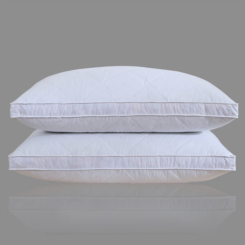 Three Geese Queen Size White Goose Feather Pillows Set of 2 - Soft 100% Cotton 600 Thread Count, Medium Firm,Soft Support for Side, Back, and Stomach Sleepers - Oeko-Tex Certified - Image 1