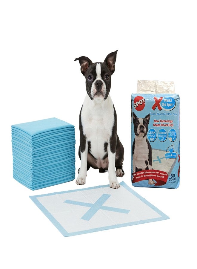 SPOT X Marks The Spot Puppy Training Pads – Extra Absorbent, Leak-Proof Dog Pee Pads with Adhesive Strips and Pheromones, Odor Control, 5-Layer Protection, 22 x 22 in, 100-Count - Image 1