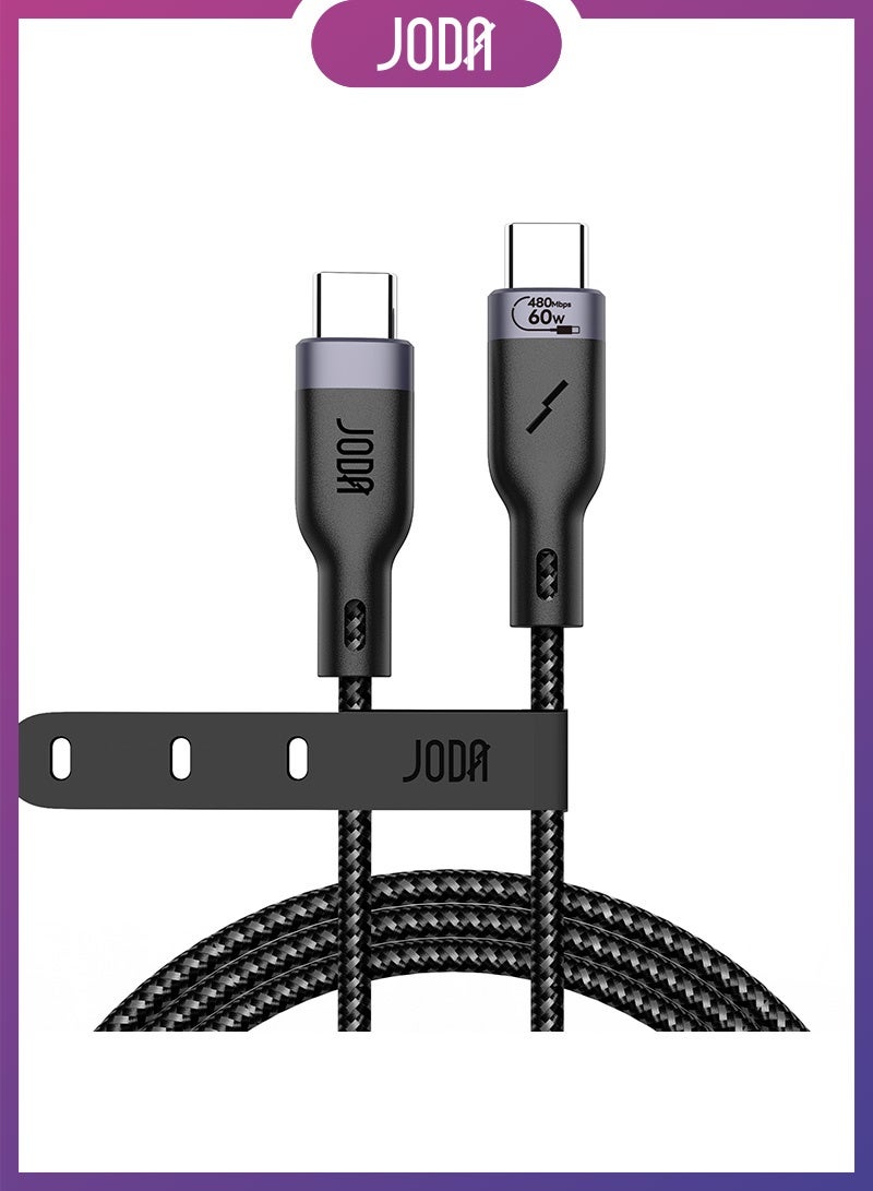 جودا كيبل C to C 60W نايلون مجدول 2 متر  أسود  – 🔌 شحن سريع 60 واط ⚡ – ، كابل شحن سريع 60 واط ⚡، كابل نايلون مجدول 💪، شحن سريع آمن 🛡️، كابل شحن للأجهزة الذكية 📱، شاحن متين 🔧، كابل شحن طويل العمر 🔋، شاحن جودا 🖤، شاحن كيبل سي 🔌، شحن فائق السرعة ⚡، كابل 2 متر 📏، شاحن للأيفون والاندرويد 📱🔋، كابل شحن قوي ومرن 💯. - Image 1