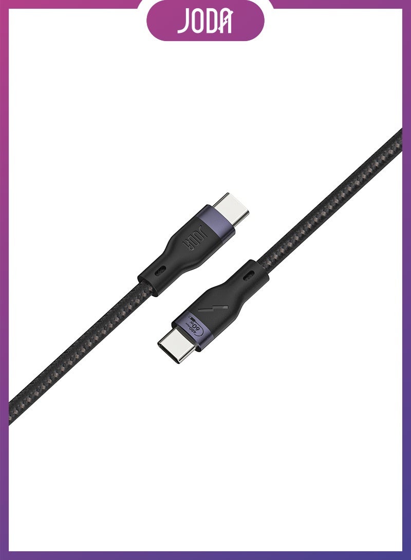 جودا كيبل C to C 60W نايلون مجدول 2 متر  أسود  – 🔌 شحن سريع 60 واط ⚡ – ، كابل شحن سريع 60 واط ⚡، كابل نايلون مجدول 💪، شحن سريع آمن 🛡️، كابل شحن للأجهزة الذكية 📱، شاحن متين 🔧، كابل شحن طويل العمر 🔋، شاحن جودا 🖤، شاحن كيبل سي 🔌، شحن فائق السرعة ⚡، كابل 2 متر 📏، شاحن للأيفون والاندرويد 📱🔋، كابل شحن قوي ومرن 💯. - Image 2