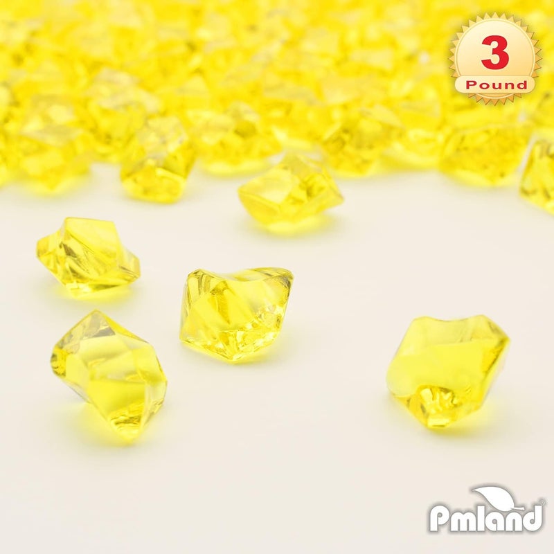 PM لاند PMLAND أحجار جليدية أكريليكية باللون الأصفر، 550 قطعة، في كيس بسعة 2.25 قارورة. بلورات وجواهر مزيفة على شكل مكعبات مطحونة، مناسبة لملء الأواني وتزيين المناسبات الاحتفالية وحفلات استقبال المواليد. - Image 2