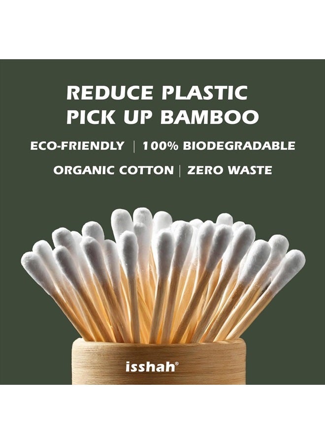 Isshah Bamboo Cotton Swabs - 2000 Count - FSC Certified and PETA Approved, Eco Friendly Double Tips, Plastic Free Ear Sticks, All Natural 100% Biodegradable Organic Cotton Buds by Isshah - Image 3