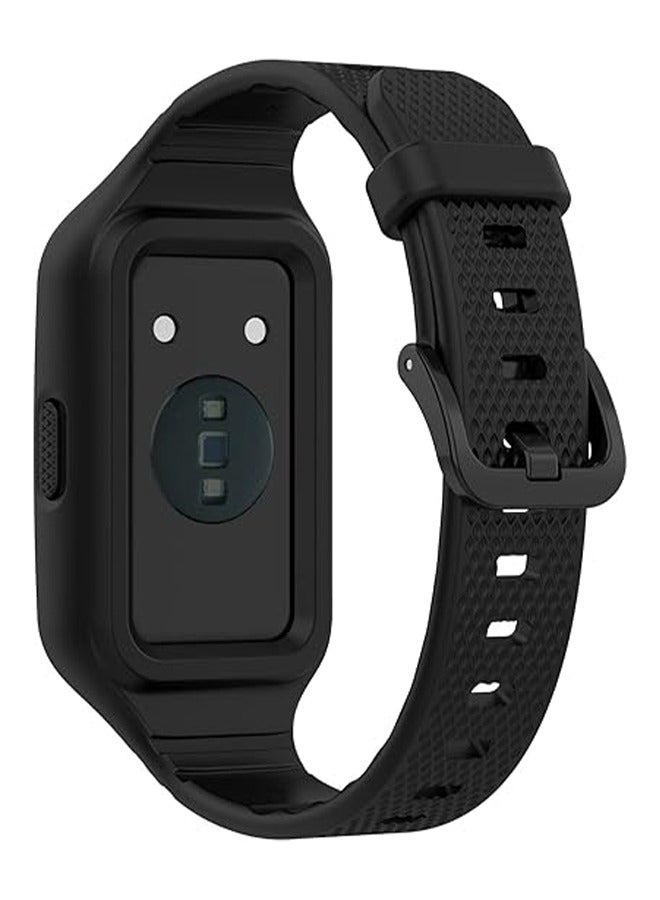 HY Suitable for Huawei Bracelet 9/8/7/6 Integrated Texture Strap Huawei Band8 Strap Honor Bracelet 7/6 Strap (Black)  - Image 5