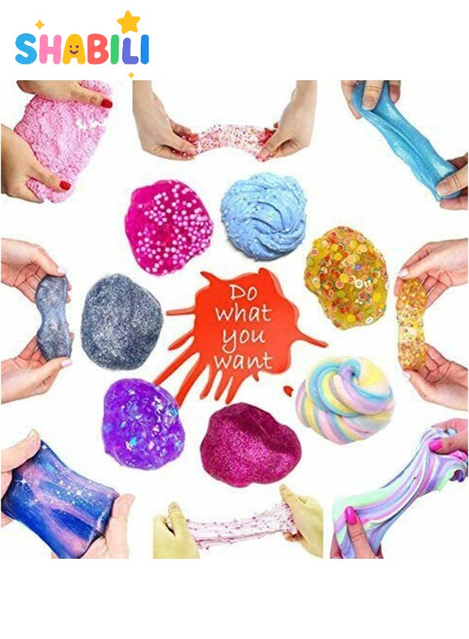 شبيلي مجموعة صنع سلايم للأطفال من عمر ٦ إلى ١٢ سنة مع غراء شفاف وخرز وكرات فوم وزينة – طقم فنون وحرف يدوية لتخفيف التوتر ولعب عيد الميلاد - Image 3