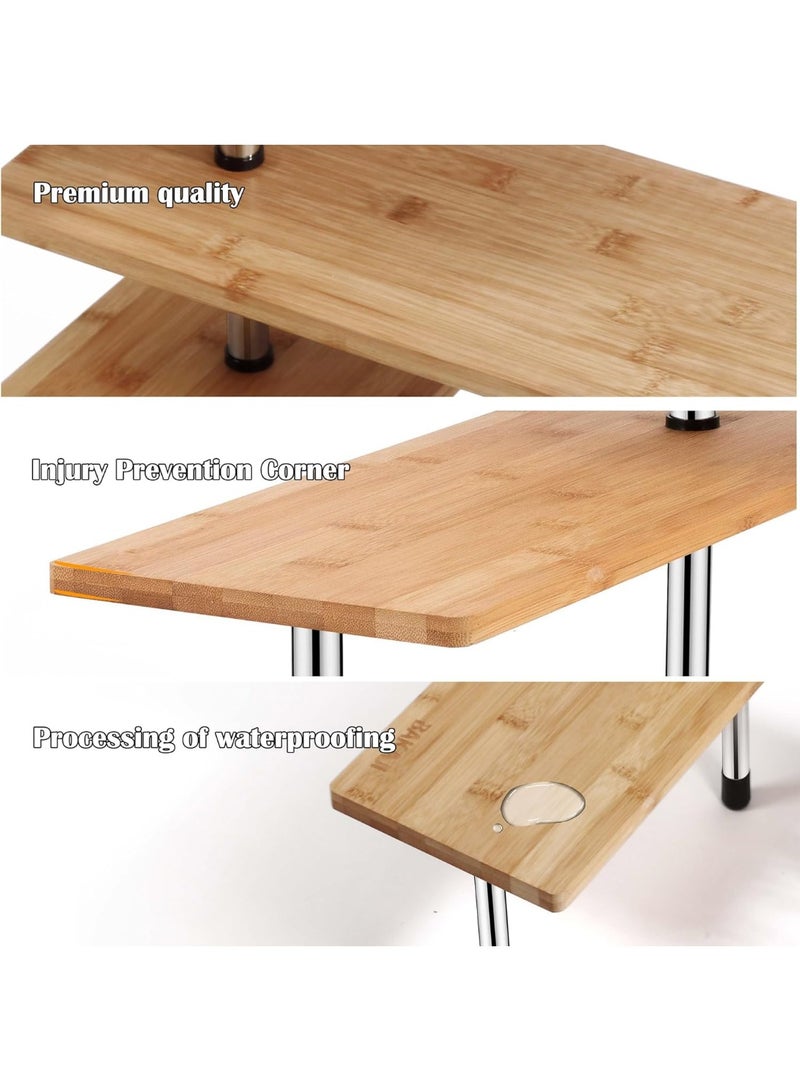 والالا رف زاوية متحرك من الخشب والمعدن مكون من 3 طبقات، منظم سطح الطاولة قابل للتعديل، رف التوابل، رف العرض المنزلي، رف تخزين مستحضرات التجميل للمنزل والمكتب - Image 4