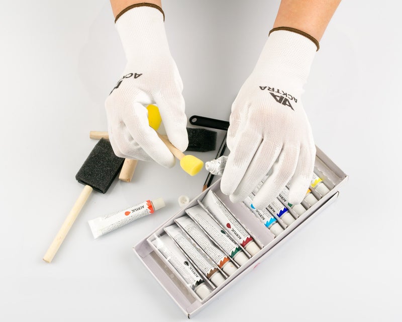 ACKTRA Ultra-Thin PU Safety WORK GLOVES 12 Pairs, WG002 White/White, Large - Image 5