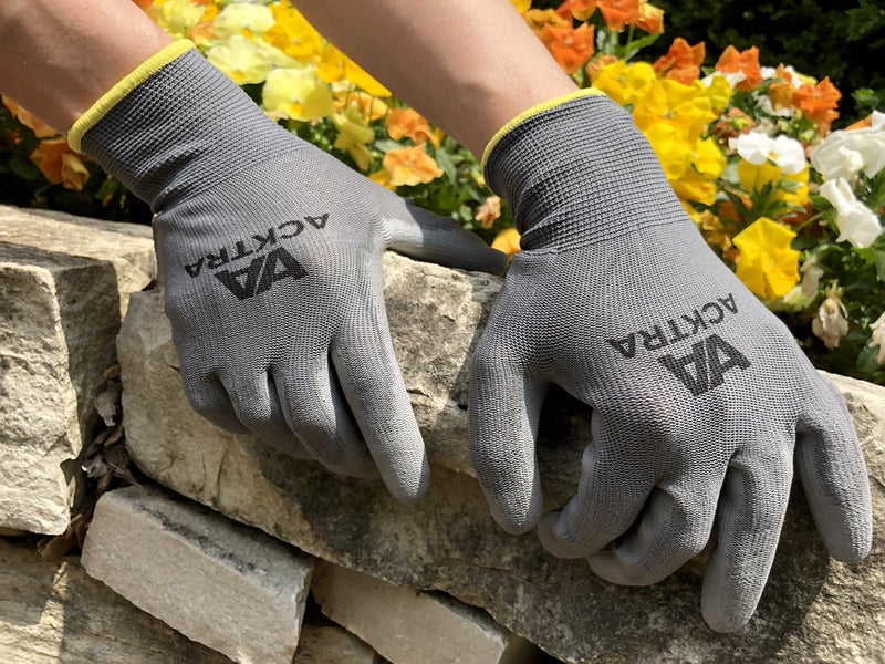 ACKTRA Ultra-Thin PU Safety WORK GLOVES 12 Pairs, WG002 White/White, Large - Image 4