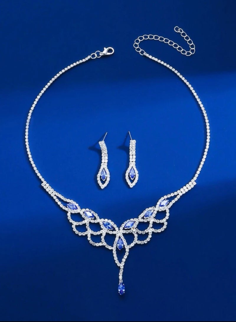 إيكوال طقم اكسسوارات نسائي شبيه ألماس مرصع بالزركون بتصميم أنيق ورائع - Image 2