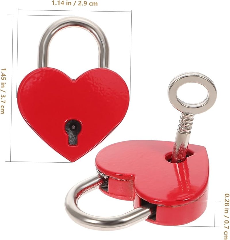 Tehaux Heart Shaped Padlock Key Set for Jewelry Box Luggage and Diary 3 Pieces Pink - Image 3