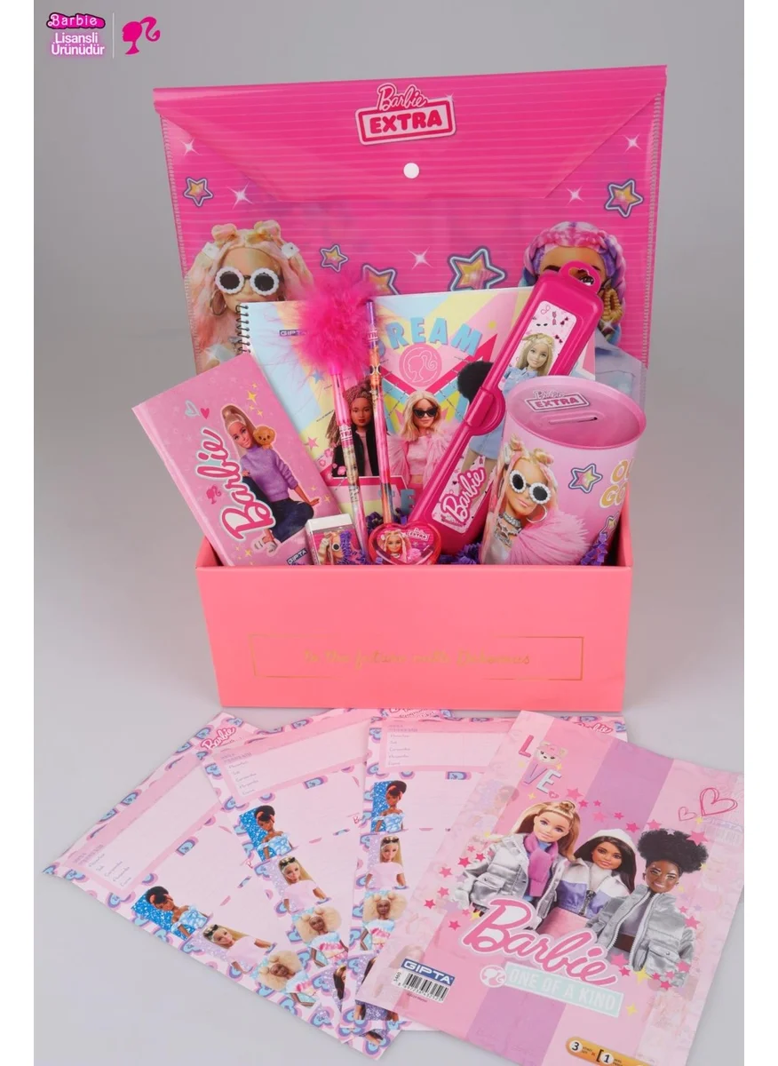 باربي Decomus Special Boxed "Pınk Love" New Season Licensed Stationery / School Set