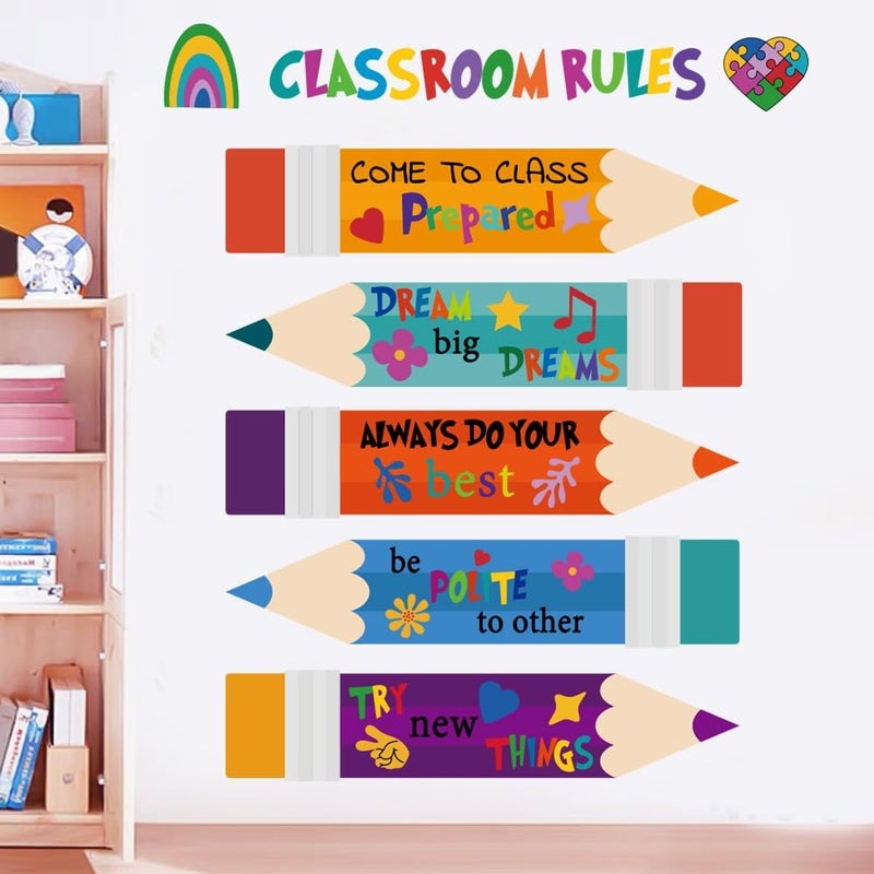 Casa Decor ملصقات حائط ملونة ملهمة بأقلام ملصقات حائط حروف اقتباسات قابلة للإزالة زينة حائط قابلة للتقشير واللصق لفصول الدراسة ومدرسة الأطفال وغرفة النوم وغرفة اللعب وحضانة زينة الحائط - Image 1