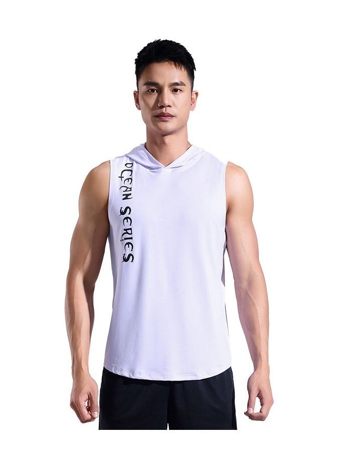 UTDOORWEAR - Men's Sports Fitness Hygroscopic Sweat Vest Sleeveless Loose Quick Dry Hooded Vest - Image 1