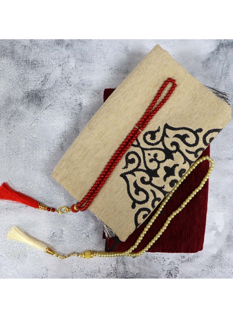 SUNDUS Sajda prayer rug for married couples 2 pieces in one box Red and brown - Image 3