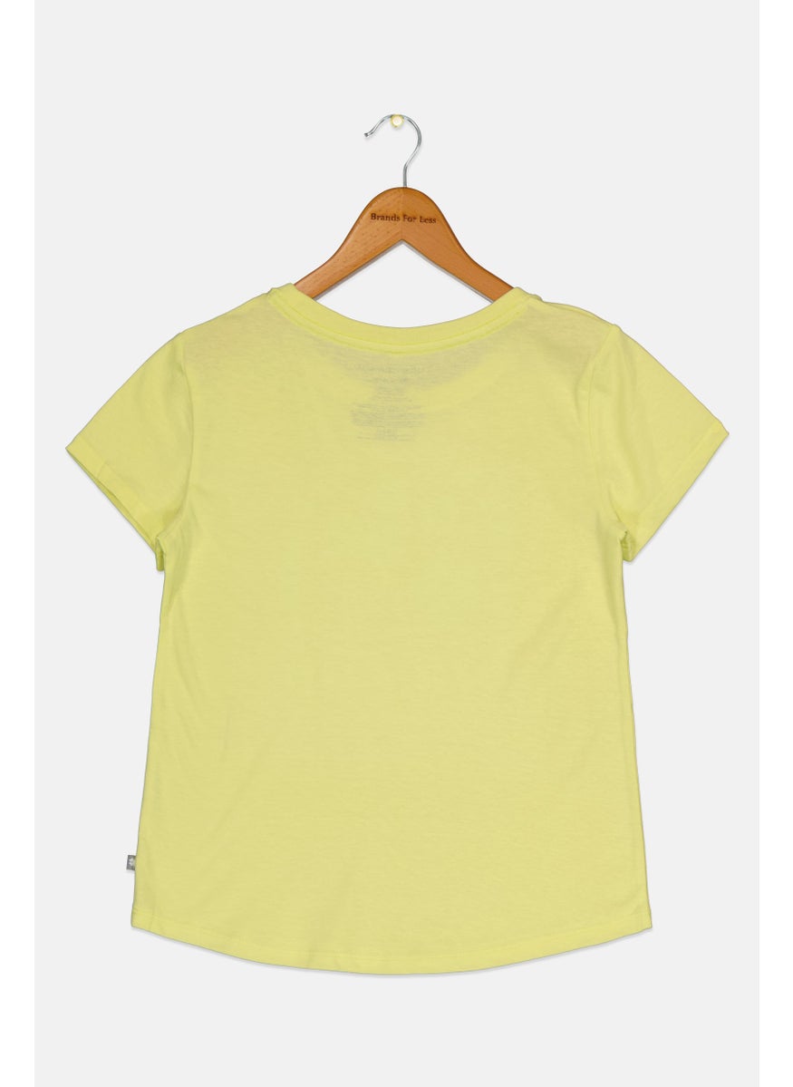 LUCKY BRAND - Kids Girl Short Sleeves Graphic Print Tops, Lime Green - Image 1