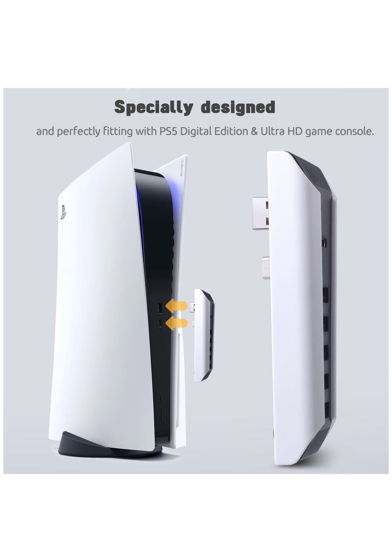 محول USB Hub لجهاز PS5 بـ 5 منافذ USB، يتناسب مع PS5، محول توسيع USB عالي السرعة مع محول شاحن Hub USB متوافق مع جهاز لعب Playstation 5 مع 4 منافذ USB + 1 منفذ شحن USB + 1 منفذ Type C. - Image 2