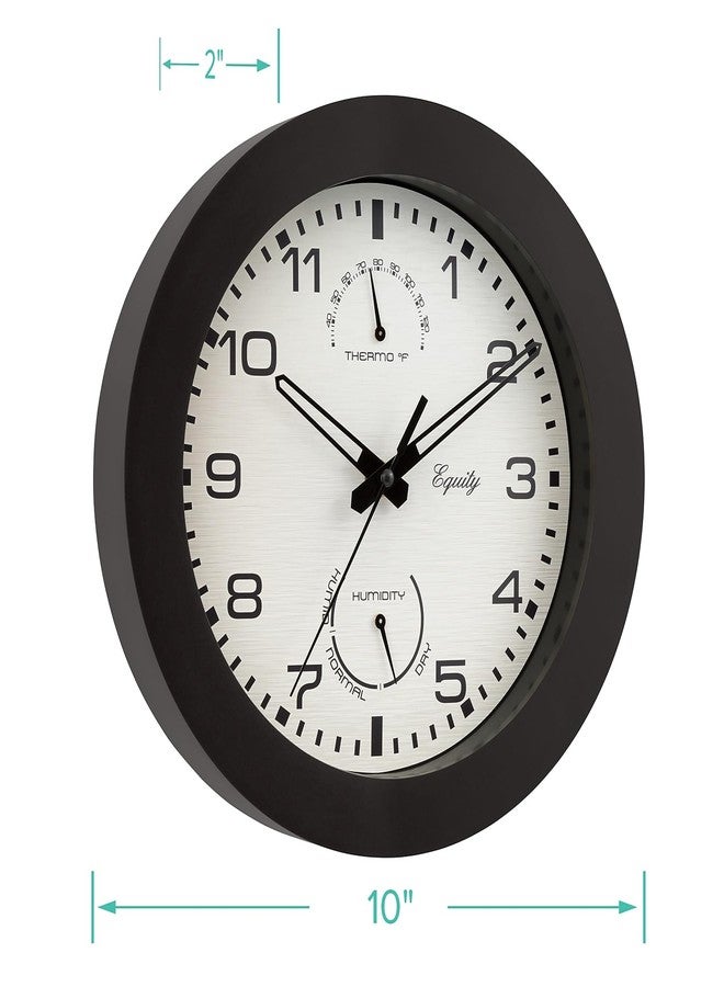 La Crosse Technology Equity by La Crosse 10 Inch in/Out Brown Wall Clock with Thermometer and Hygrometer (29005) - Image 2