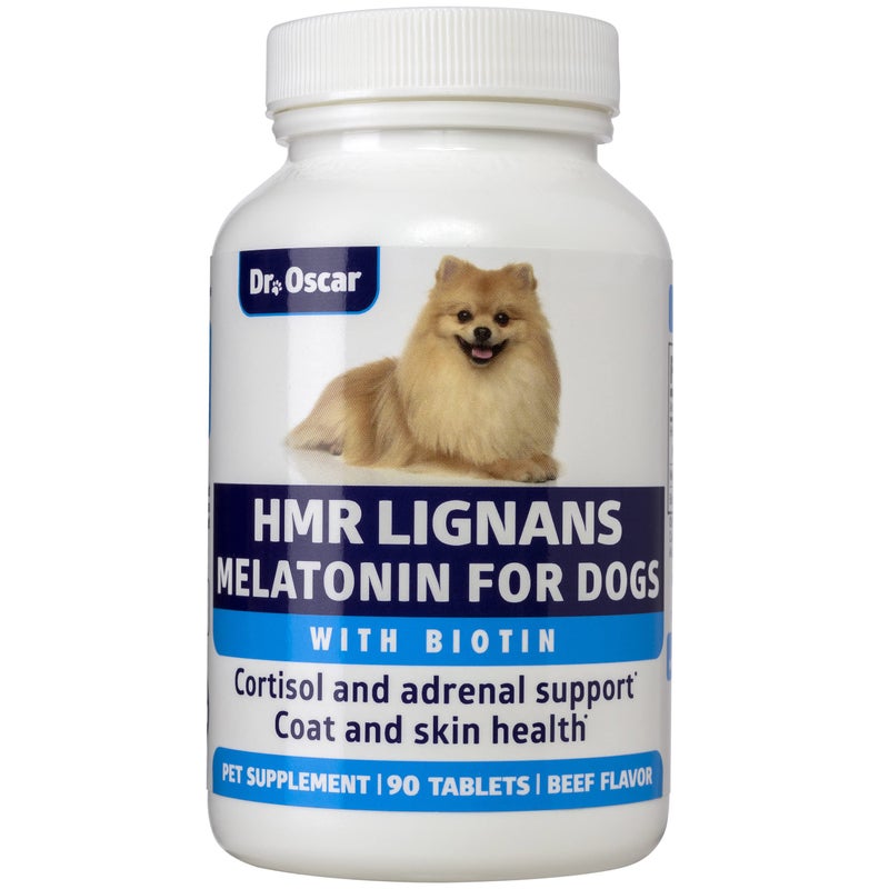 Dr. Oscar HMR Lignans and Melatonin for Dogs with Cushings. Superior 3in1 Formula with Biotin. Adrenal Support, Helps Maintain Normal Cortisol Levels. Better Than Lignans & Melatonin Only. Skin & Coat Support - Image 1