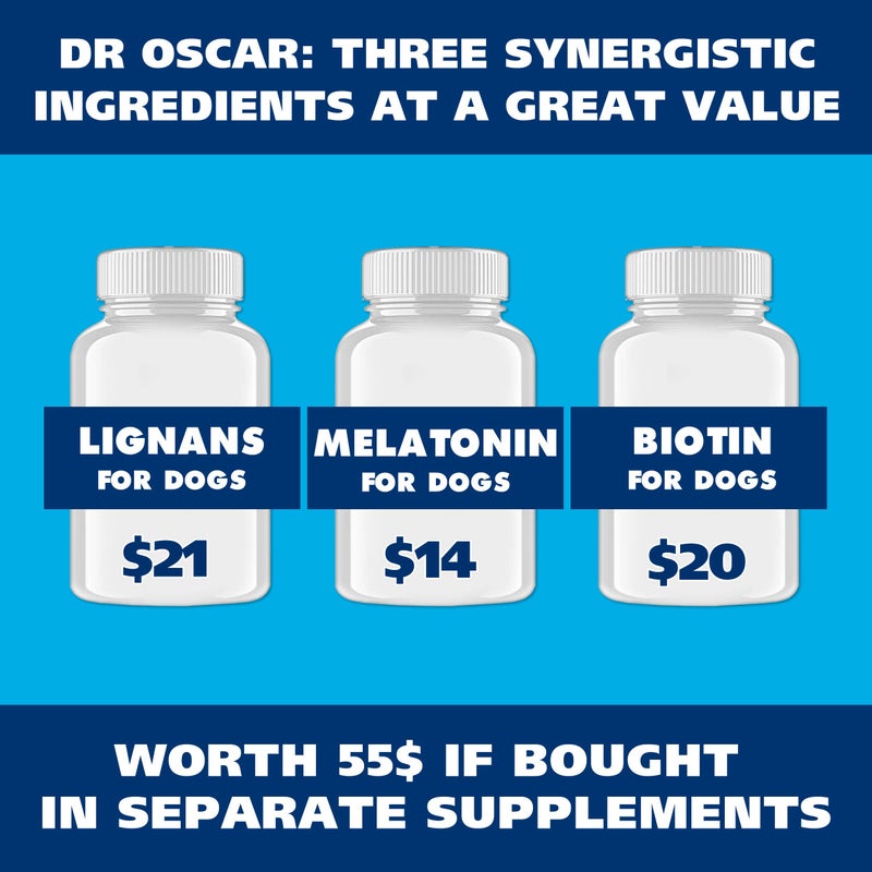 Dr. Oscar HMR Lignans and Melatonin for Dogs with Cushings. Superior 3in1 Formula with Biotin. Adrenal Support, Helps Maintain Normal Cortisol Levels. Better Than Lignans & Melatonin Only. Skin & Coat Support - Image 3