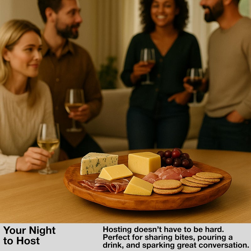 Driini Premium Handmade Root Wood Lazy Susan Turntable Organizer - Rustic Wooden Serving Platter Cheese Board (12") - Image 2