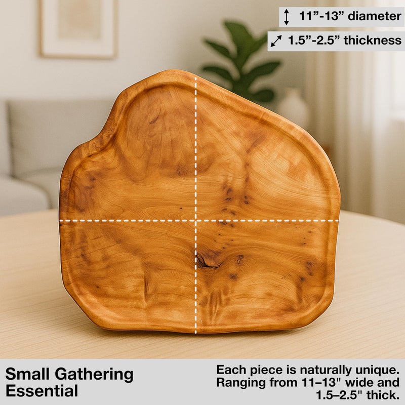 Driini Premium Handmade Root Wood Lazy Susan Turntable Organizer - Rustic Wooden Serving Platter Cheese Board (12") - Image 3