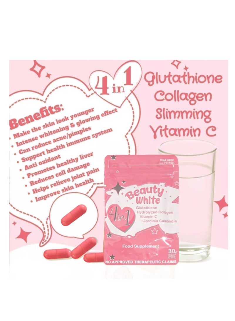 Wins Town Beauty White 4 In 1 With Glutathione Hydrolyzed Collagen Vitamin,Food Supplement 30 Capsules  - Image 2