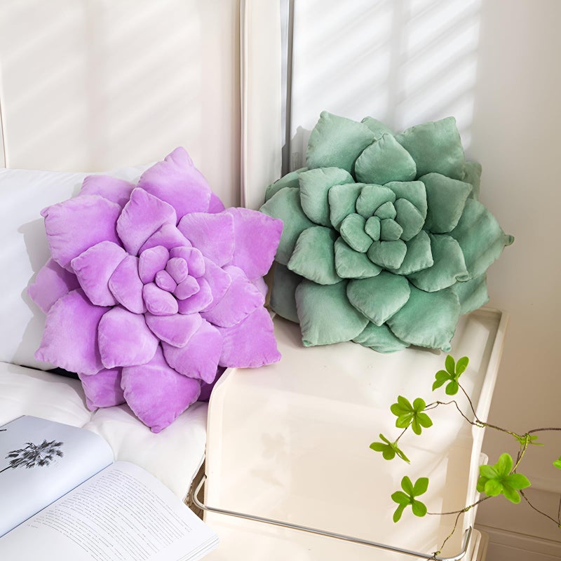 Gerlisay 3D Purple Spaculent Pludulow 13.8 '' Panted Pillow Pillow Cactus Decor Plant Plant Plant Plant Green Enquired Throud Virection الوسائد لزينة المنزل - Image 4