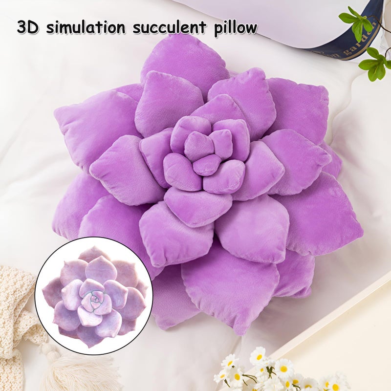 Gerlisay 3D Purple Spaculent Pludulow 13.8 '' Panted Pillow Pillow Cactus Decor Plant Plant Plant Plant Green Enquired Throud Virection الوسائد لزينة المنزل - Image 2