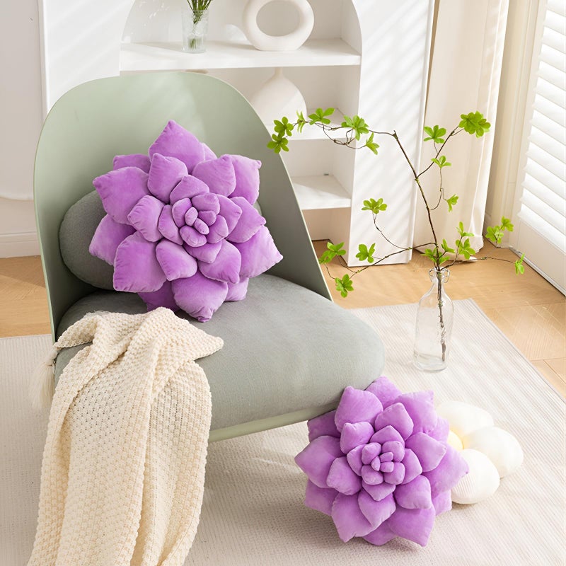 Gerlisay 3D Purple Spaculent Pludulow 13.8 '' Panted Pillow Pillow Cactus Decor Plant Plant Plant Plant Green Enquired Throud Virection الوسائد لزينة المنزل - Image 3