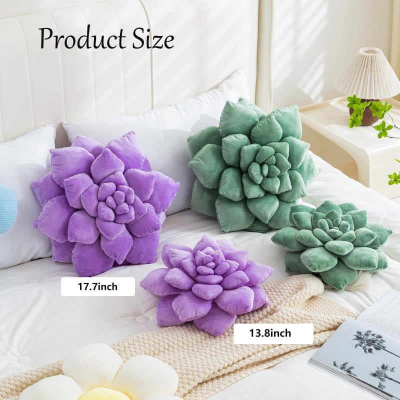 Gerlisay 3D Purple Spaculent Pludulow 13.8 '' Panted Pillow Pillow Cactus Decor Plant Plant Plant Plant Green Enquired Throud Virection الوسائد لزينة المنزل - Image 5
