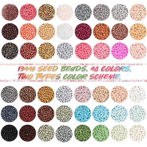JOJOPLAY Glass Seed Beads Kit 3mm Small Waist Beads 8/0 with Elastic String Tweezers for Jewelry Making (24 Frosted Color & 24 Metal Colors/ 13440Pcs) - Image 2