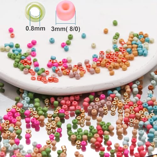JOJOPLAY Glass Seed Beads Kit 3mm Small Waist Beads 8/0 with Elastic String Tweezers for Jewelry Making (24 Frosted Color & 24 Metal Colors/ 13440Pcs) - Image 4