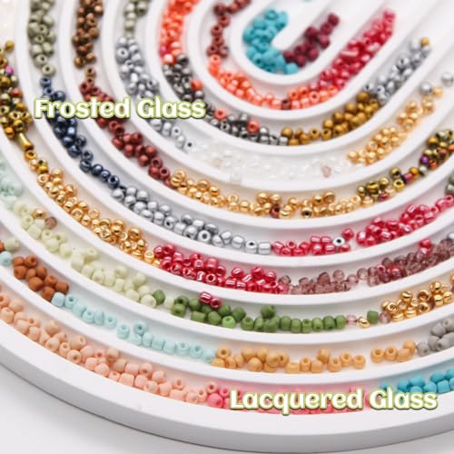 JOJOPLAY Glass Seed Beads Kit 3mm Small Waist Beads 8/0 with Elastic String Tweezers for Jewelry Making (24 Frosted Color & 24 Metal Colors/ 13440Pcs) - Image 3