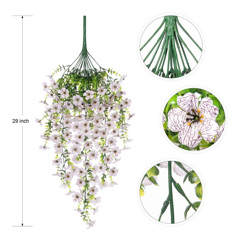 Ammyoo Artificial Hanging Flowers for Outdoors Faux Plants Decoration, 2 Packs Fake Silk Daisy Flower Realistic Outdoor Flowers UV Resistant Porch Patio Window Yard Outside Decor(White) - Image 4