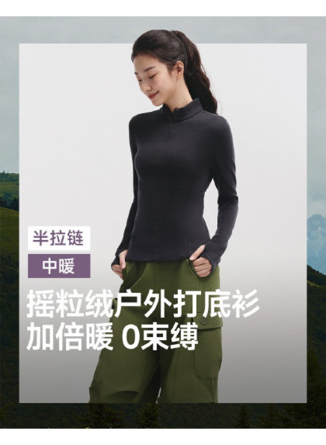 Beneunder New High-Stretch Polar Fleece Half-Zip Base Layer For Women, Double-Sided Brushed High-Quality Long-Sleeve T-Shirt - Image 1