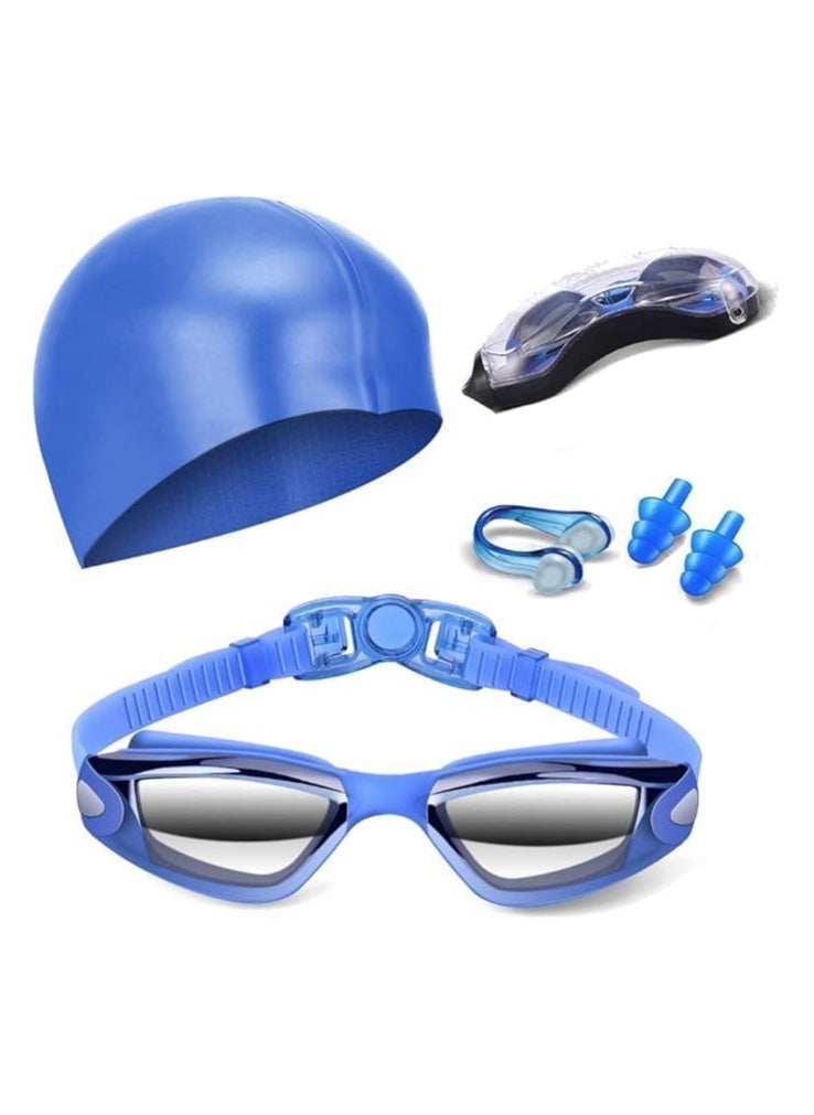 Buytory Buytory Swimming Goggles & Cap Set for Adults – UV Protection, Anti-Fog, Waterproof Silicone, with Nose Clip & Earplugs  - Image 1