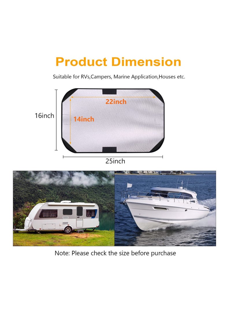 KASTWAVE - RV Door Window Shade, 2 Pack RV Door Window Sun Shade 25"x16", Upgraded 2-Layer Insulation Covering, Thin RV Window Shade for Total UV Protection, for Camper RV Door Window and Skylight - Image 1