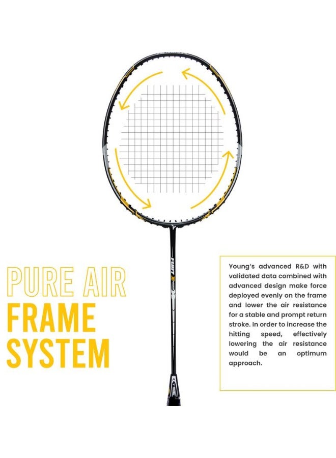 Young Young Fury X Power (Full Graphite, 30 LBS) Black, Gold Unstrung Badminton Racquet  (Pack of: 1, 82 g) - Image 5