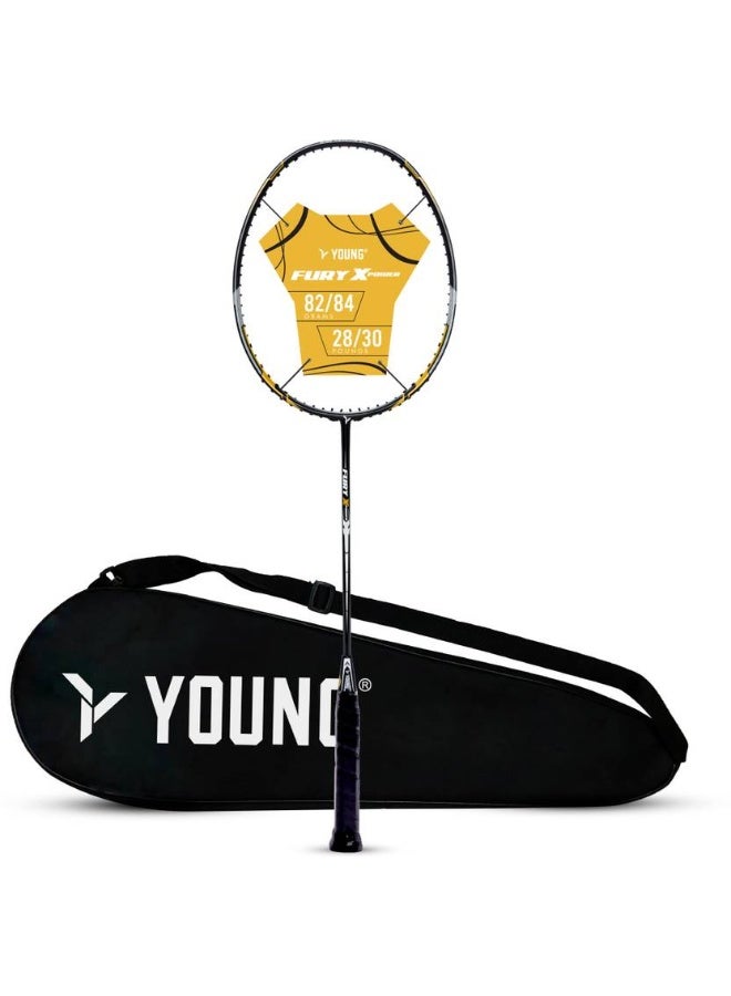 Young Young Fury X Power (Full Graphite, 30 LBS) Black, Gold Unstrung Badminton Racquet  (Pack of: 1, 82 g) - Image 2