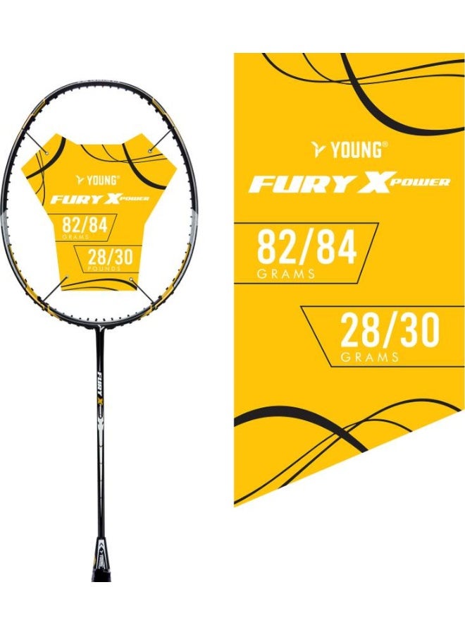 Young Young Fury X Power (Full Graphite, 30 LBS) Black, Gold Unstrung Badminton Racquet  (Pack of: 1, 82 g) - Image 3