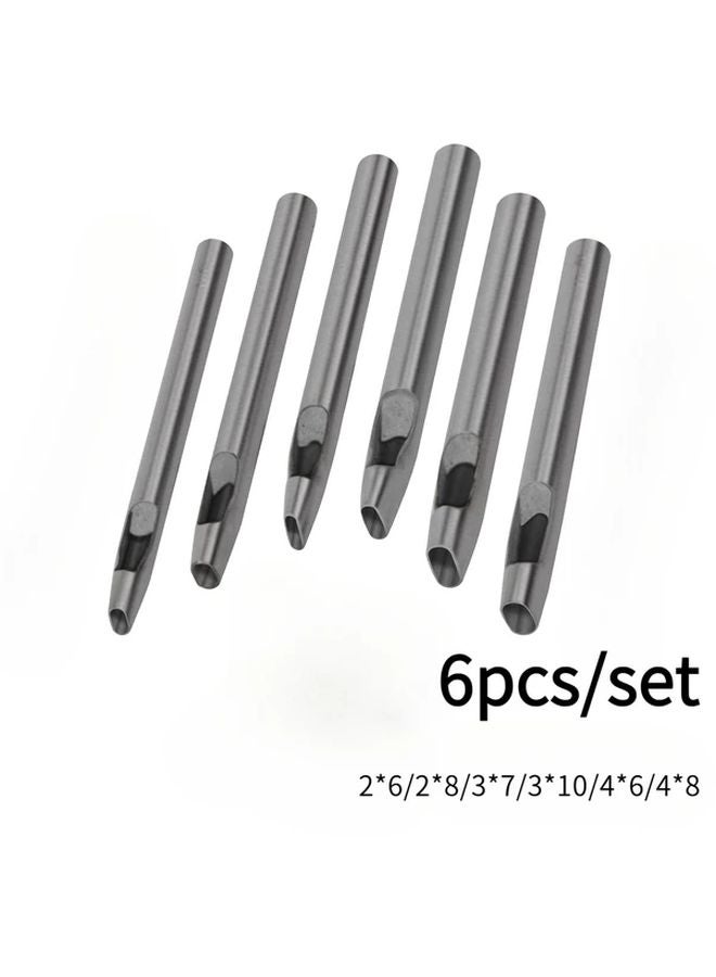 6pcs Carbon Steel Flat Punch Leather Carving Chisel Set Heavy Duty Crafting Tools - Image 1