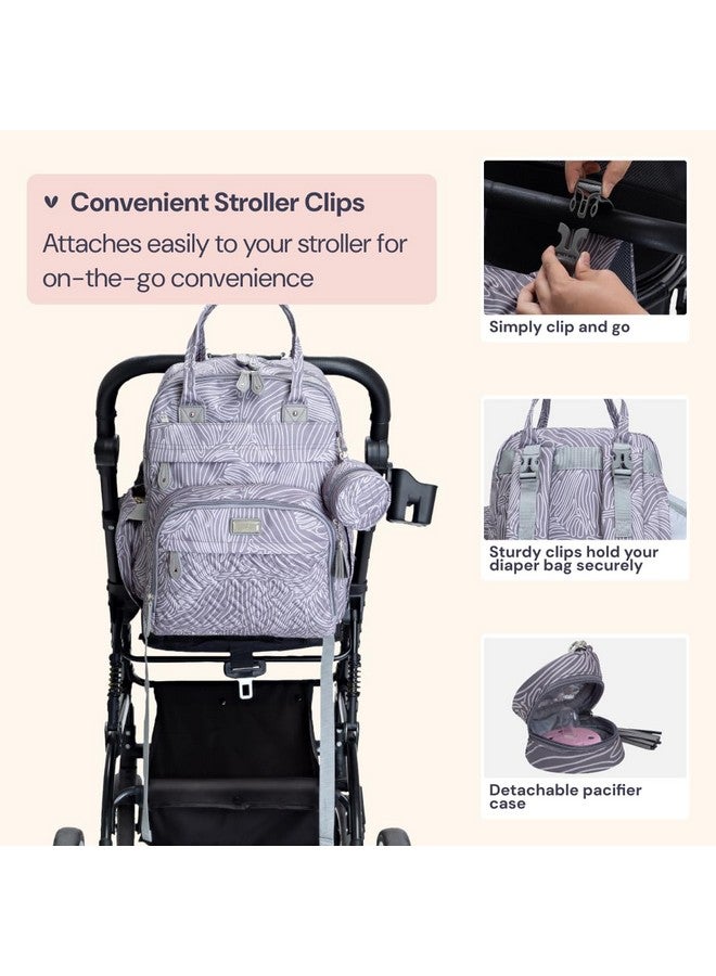BabbleRoo Diaper Bag Backpack - Baby Essentials, Travel Essentials Baby Bag with Changing Pad, Stroller Straps & Pacifier Case - Unisex, Gray Swirls - Image 4