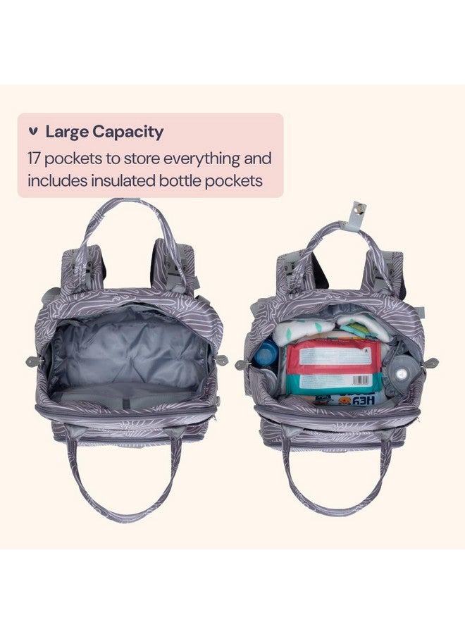 BabbleRoo Diaper Bag Backpack - Baby Essentials, Travel Essentials Baby Bag with Changing Pad, Stroller Straps & Pacifier Case - Unisex, Gray Swirls - Image 1